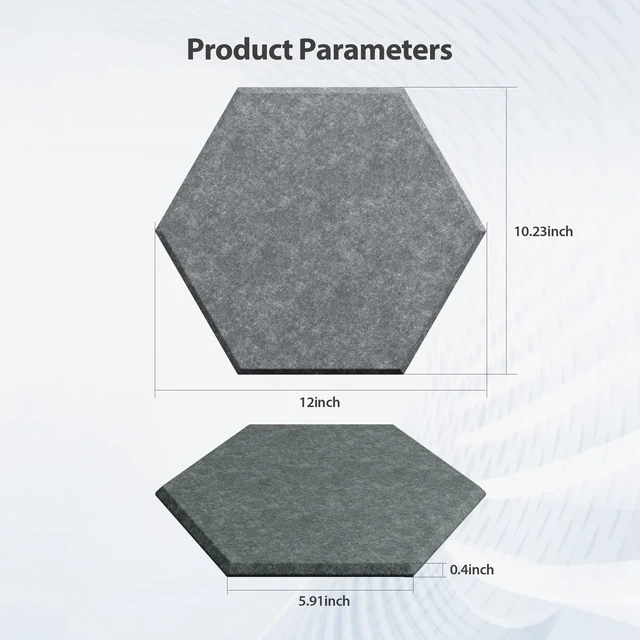 Alt view image 6 of 7 - 12 Pack Hexagon Acoustic Panels Self Adhesive Sound Proof Foam | High density sound acoustic foam panel, 12 × 10.23 × 0.4in acoustic wall panels for home, office, and more(Moonlight Grey)