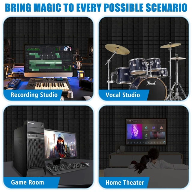 Alt view image 7 of 7 - 4 Pack Acoustic Foam Panels, 48 x 24 x 2" Sound Proof Foam Panels for Walls | High Density Fire Resistant Soundproof Wall Foam, Noise Cancelling Panels for Recording Studio & Home Office