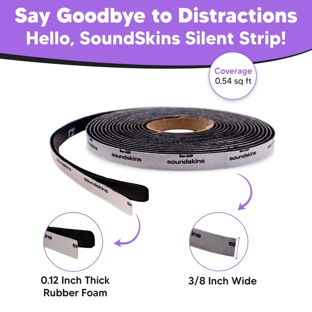 Alt view image 3 of 7 - Silent Insulation Strip Sound Deadening Closed Cell Acoustic Foam Tape SSK-Strip Rubber Closed Cell Foam, 1 Roll (3/8" Wide)