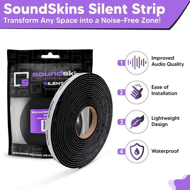 Alt view image 5 of 7 - Silent Insulation Strip Sound Deadening Closed Cell Acoustic Foam Tape SSK-Strip Rubber Closed Cell Foam, 1 Roll (3/8" Wide)