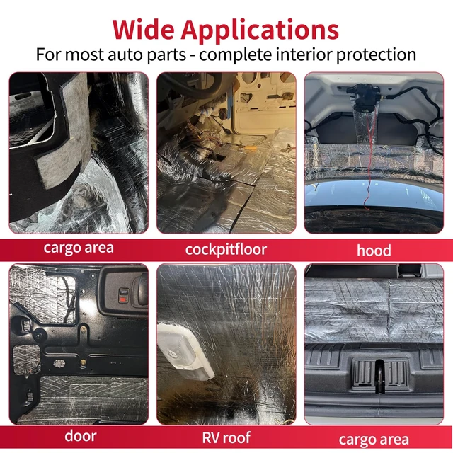 Alt view image 5 of 7 - Car Sound Deading Material, 394mil 7SqFt Aluminum Foil Foam Mat | 10mm 7sqft Automotive Noise Insulation and Vibration Dampening Material Foam for Audio, Floor, Door, RV and Trunk