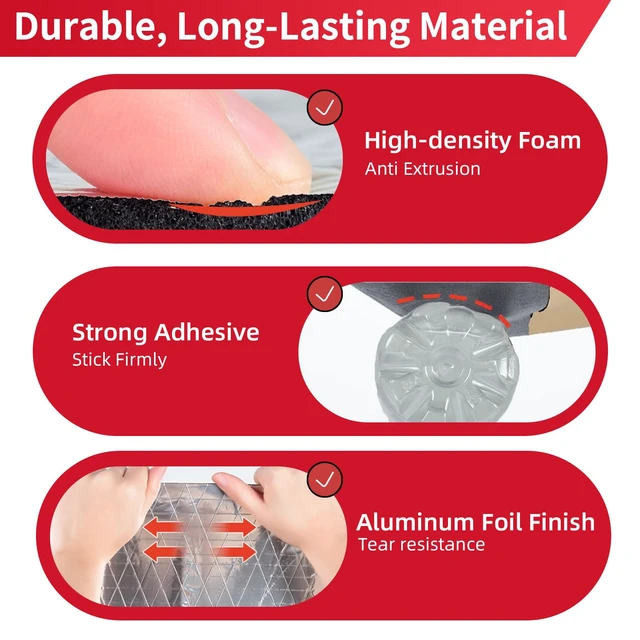 Alt view image 6 of 7 - Car Sound Deading Material, 394mil 7SqFt Aluminum Foil Foam Mat | 10mm 7sqft Automotive Noise Insulation and Vibration Dampening Material Foam for Audio, Floor, Door, RV and Trunk