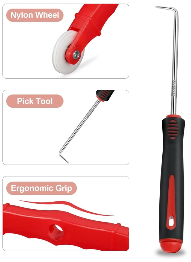 Alt view image 6 of 7 - 2 Pcs Screen Repair Tool, Including Upgrade Rolling Tool and Spline Hook, Easy to Use, Ergonomic Roller Equipped with Bearings for Patio, Porch, RV, Garden Screen and More