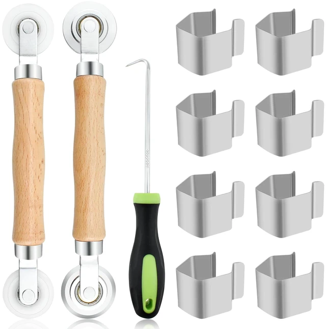 Main image of 4 in 1 Screen Repair Kit, Screen Roller Tool Kit | Included Metal/Nylon Screen Roller Tool, Spline Removal Hook & Screen Clips, Screen Repair Tool to Install Door Window Mesh