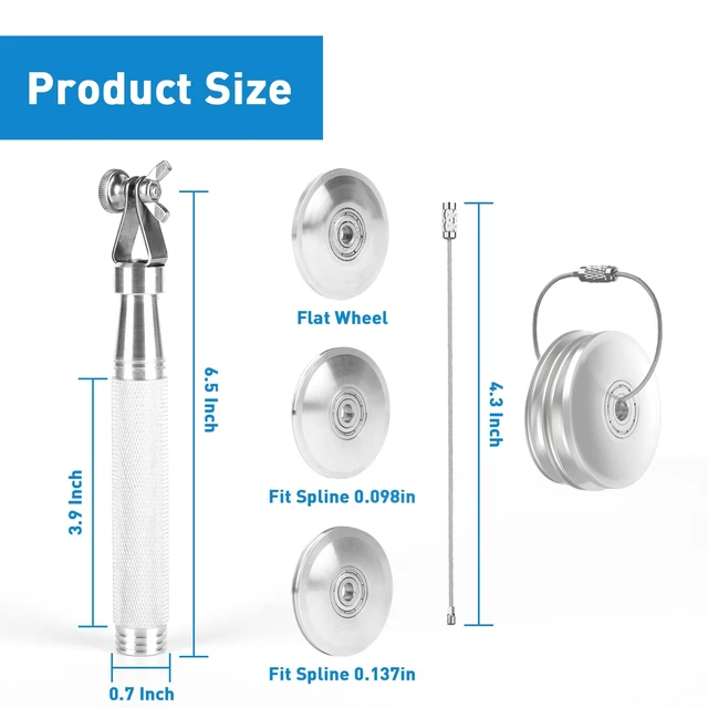 Alt view image 3 of 7 - Stainless Steel Handle Screen Roller Tool with 3 Steel Bearing Wheels | Heavy Duty Screen Spline Roller Tool with 3 Wheels (Flat, 0.098" & 0.137" Concave), Durable & Rust-Resistant Repair Tool