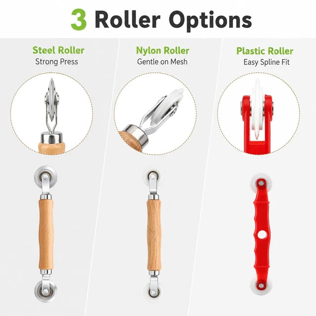 Alt view image 4 of 7 - Screen Repair & Window Screen Replacement Kit,Screen Door Repair Kit with Spline Roller & Removal Hook, Screen Cutter, 5 Tools for Screen Door Repair, Windows, Patio