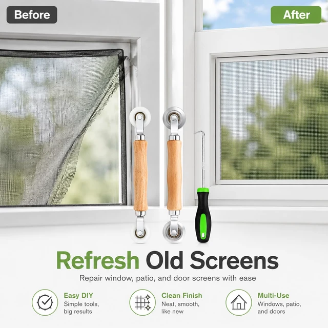 Alt view image 7 of 7 - Screen Repair & Window Screen Replacement Kit,Screen Door Repair Kit with Spline Roller & Removal Hook, Screen Cutter, 5 Tools for Screen Door Repair, Windows, Patio
