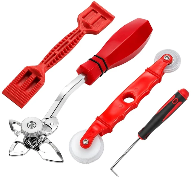 Main image of 4Pcs Windshield Removal Tool Kit W Spline Roller, Spline Removal Hook, Weatherstrip Pry Tool and Windshield Locking Strip Tool for Screen Door and Windshield Repair, Home & Auto Maintenance