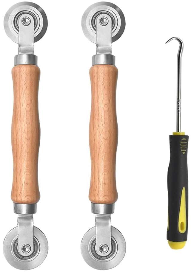 Main image of 3Pcs Screen Rolling Tool Kit for Installing Door Mesh Screen Window | Screen Spline Roller Tool with Wooden Handle and Steel Bearing Wheels, Durable and Easy to Use