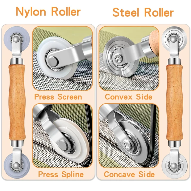 Alt view image 5 of 7 - Window Screen Replacement, 6in1 Window Screen Door Repair Kit | 48"x118" Gray Screen Mesh, Steel/Nylon Bearing Roller, 0.14in x 50ft Spline, 8 Clips & Hook for Windows, Doors, Patio & RV