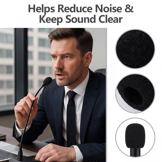 Alt view image 3 of 7 - 30 Pack Foam Microphone Windscreen, Black Mic Covers | Lapel Headset Microphone Sponge Mini Foam Cover Shield Protection for Variety of Headset (Black)