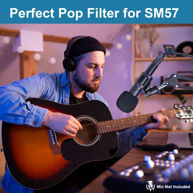 Alt view image 3 of 7 - Windscreen for SM57, 6Pack Microphone Pop Filter Compatible with Shure SM57, Mic Foam Replacement Cover for Shure SM57, for Noise Reduction By ChromLives, Black