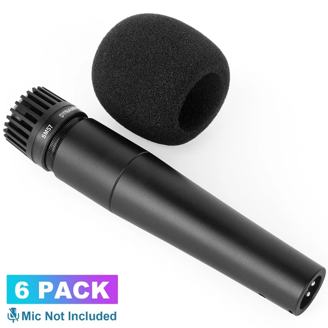 Alt view image 4 of 7 - Windscreen for SM57, 6Pack Microphone Pop Filter Compatible with Shure SM57, Mic Foam Replacement Cover for Shure SM57, for Noise Reduction By ChromLives, Black