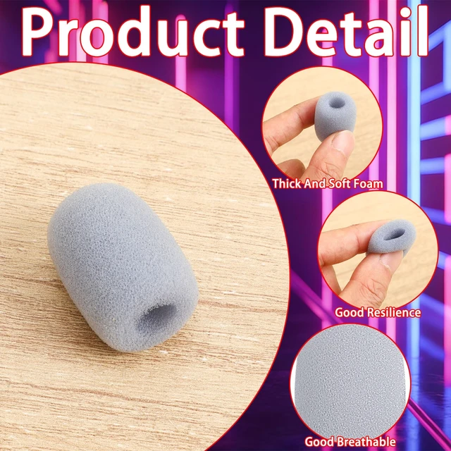 Alt view image 4 of 7 - 20 Pack Mini Headset Mic Foam Covers,Small Microphone Windscreens Headset for Noise Reducing Foam Protection Studio Recording Accessories Lapel and Lavalier Microphones