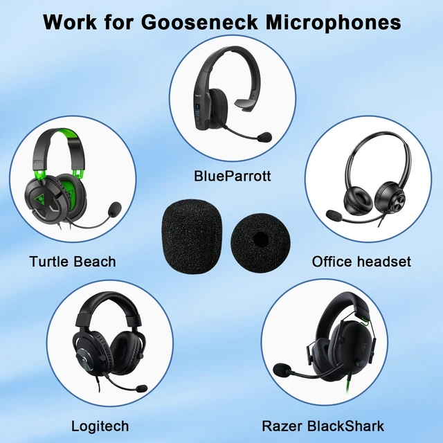 Alt view image 2 of 7 - Headset Mic Cover Replacement Microphone Windscreen for Headphones(10 Pack)