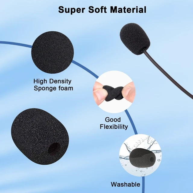 Alt view image 4 of 7 - Headset Mic Cover Replacement Microphone Windscreen for Headphones(10 Pack)
