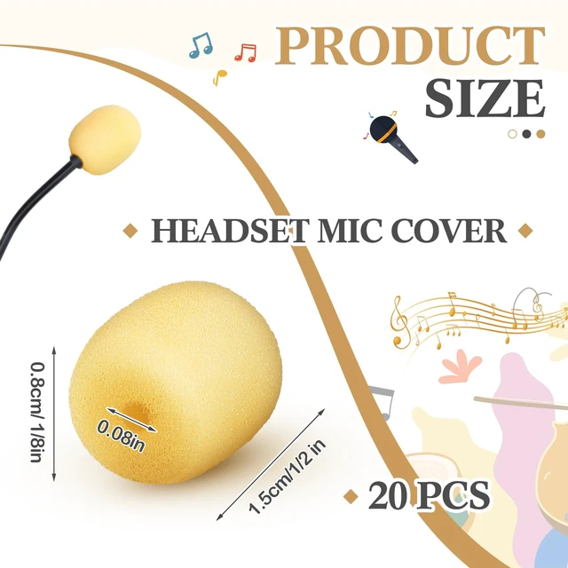 Alt view image 2 of 7 - 20 Pcs Mini Mic Foam Windscreen Covers, 2 x 15 mm, Skin Color | for Headset and Lapel Microphones, Reduces Wind Noise, Replacement Windscreens for Ear-hook Mics, Fits Small Holes