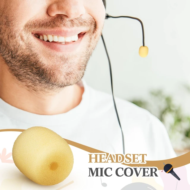 Alt view image 6 of 7 - 20 Pcs Mini Mic Foam Windscreen Covers, 2 x 15 mm, Skin Color | for Headset and Lapel Microphones, Reduces Wind Noise, Replacement Windscreens for Ear-hook Mics, Fits Small Holes