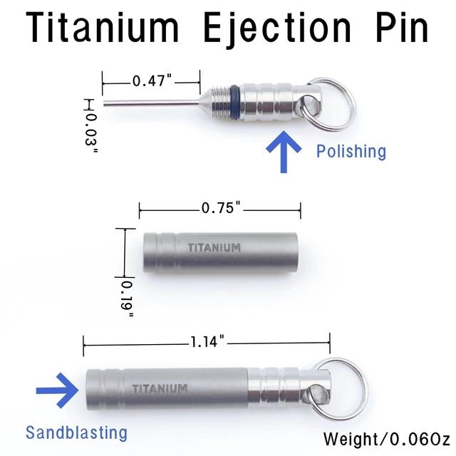 Alt view image 2 of 6 - Titanium SIM Card Tray Removal Tools, Eject Pins Tools, Ejector Pins Needle Remover, EDC Portable Key Pendant