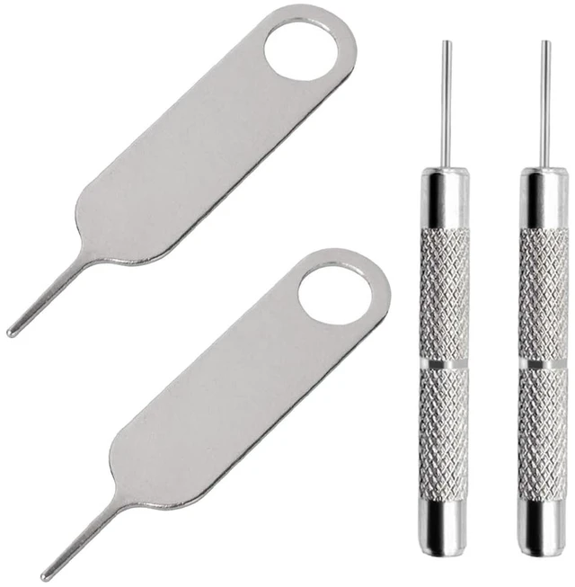 Main image of 4 Pcs SIM Card Removal Openning Tool Tray Eject Pins Needle Opener Ejector Compatible with All iPhone Apple iPad HTC Samsung Galaxy Cell Phone Smartphone Watchchain Link Remover (Style C)