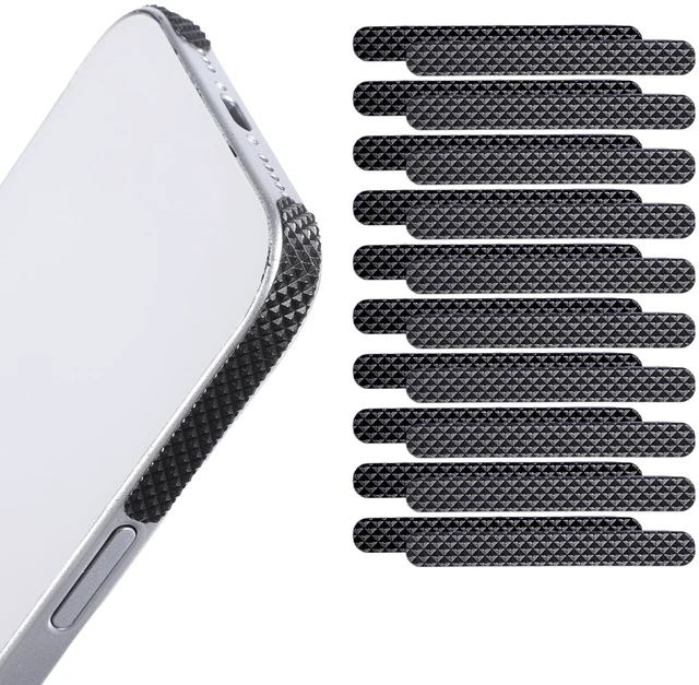 Main image of 20 PCS Cell Phone Grip Tape, Black Non Slip Side Sticker Adhesive Grippy Bumper Frame Rubber Stickers for Phone Case Tablet Computer