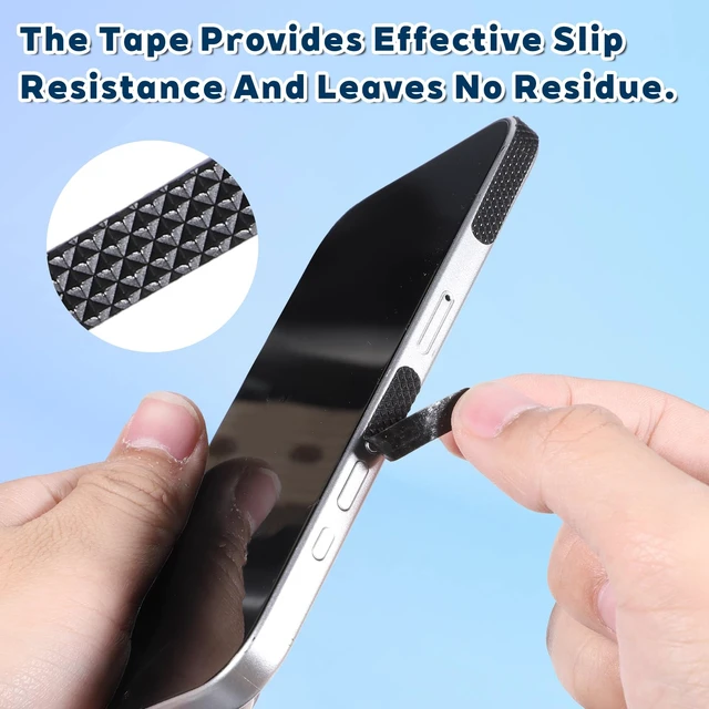 Alt view image 4 of 7 - 20 PCS Cell Phone Grip Tape, Black Non Slip Side Sticker Adhesive Grippy Bumper Frame Rubber Stickers for Phone Case Tablet Computer
