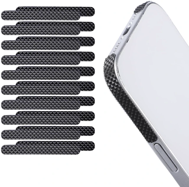Main image of 20 PCS Cell Phone Grip Tape, Grip Stickers Black Non Slip Side Sticker | Adhesive Grippy Bumper Frame Rubber Stickers for Phone Case Tablet Computer
