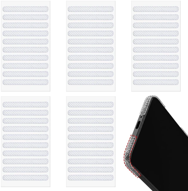 Main image of 50 Pcs Phone Grip Tape, Rubber Non Slip Side Sticker, Phone Case Stickers | Adhesive Grippy Bumper Frame Stickers Waterproof Pre-Cut Strips Decal for Phone Case Tablet Smartphone Frame