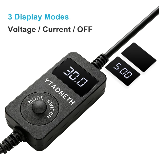 Alt view image 4 of 7 - DC Voltage Tester, 5-30V 0-5A Measurement Voltage Current, White LED Display, Battery Charger Monitor, 3 Modes Voltage Current Display Off