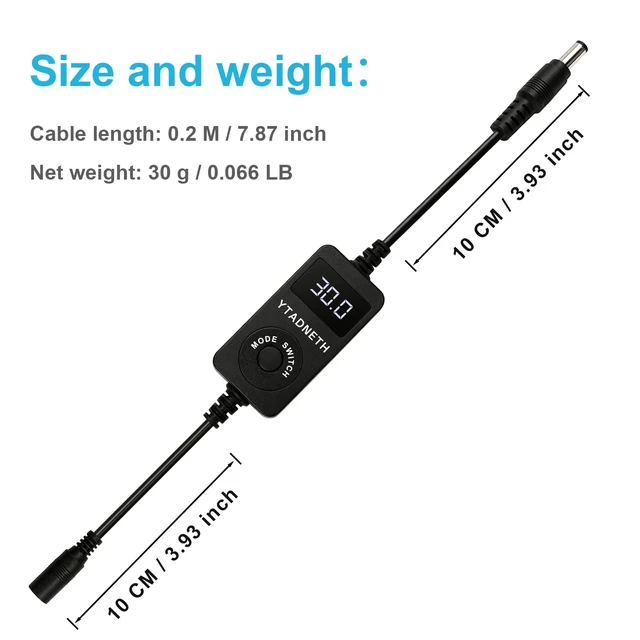 Alt view image 7 of 7 - DC Voltage Tester, 5-30V 0-5A Measurement Voltage Current, White LED Display, Battery Charger Monitor, 3 Modes Voltage Current Display Off