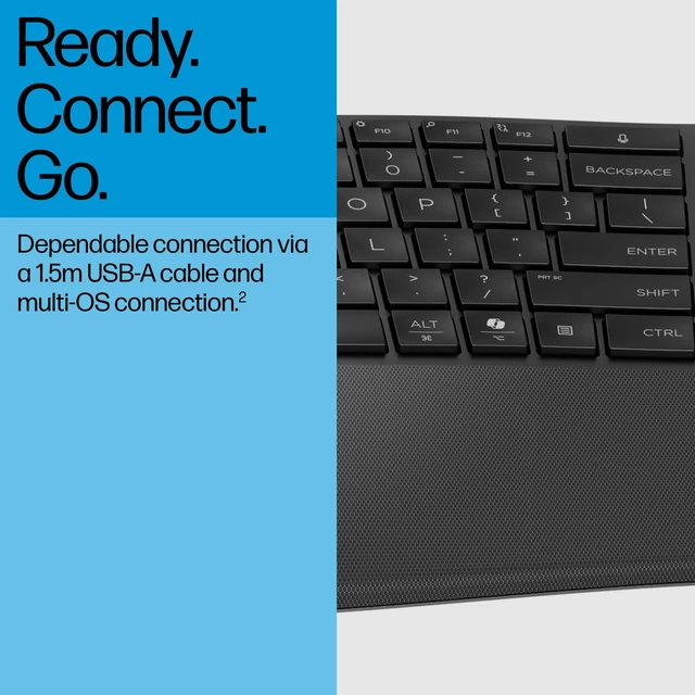 Alt view image 4 of 7 - 480 Comfort Wired Keyboard - Plug & Play Keyboard, Connect to PC or Laptop with USB-A Cable - Windows, MacOS, & ChromeOS Compatible - 3 Adjustable Angles & 23 Programmable Keys Responsibly Made