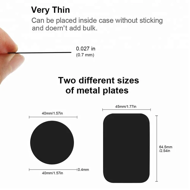 Alt view image 2 of 7 - Replacement Metal Plates Set for Magnetic Car Phone Holders, Wall & Air Vent Mounts, Cases, Magnets. Kit of 4 Black Round Iron Discs Without Holes. 3M Adhesive Backing. Matte Steel Sheets 4 Pack