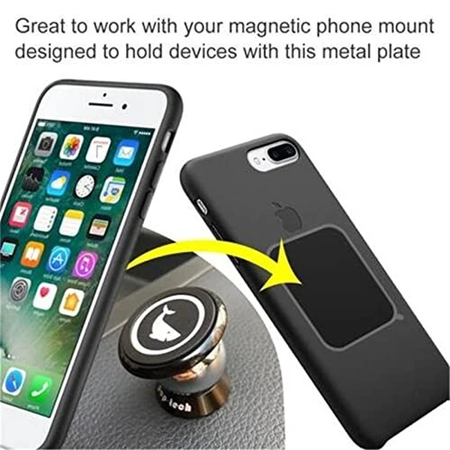 Alt view image 6 of 7 - Replacement Metal Plates Set for Magnetic Car Phone Holders, Wall & Air Vent Mounts, Cases, Magnets. Kit of 4 Black Round Iron Discs Without Holes. 3M Adhesive Backing. Matte Steel Sheets 4 Pack