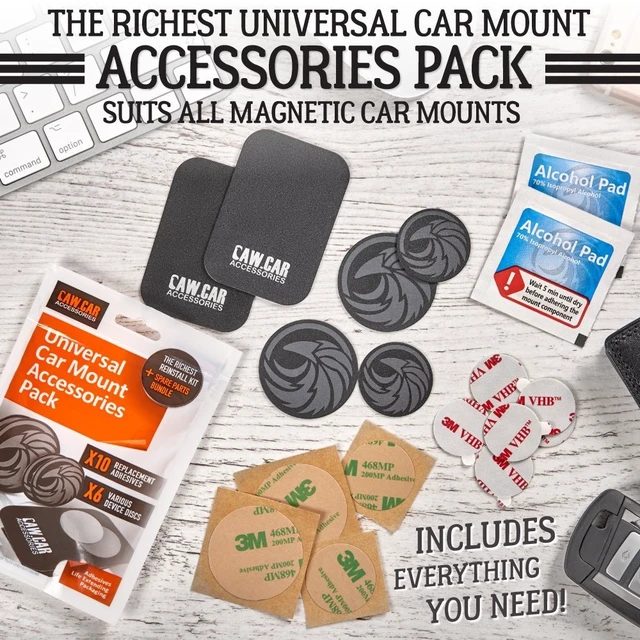 Alt view image 2 of 7 - The Richest Replacement Pack for Any Magnetic Car Mount - PopSocket Compatible Metal Phone Plates (Discs) and 3M Adhesive Stickers in Unique Adhesives Life Extending Packaging