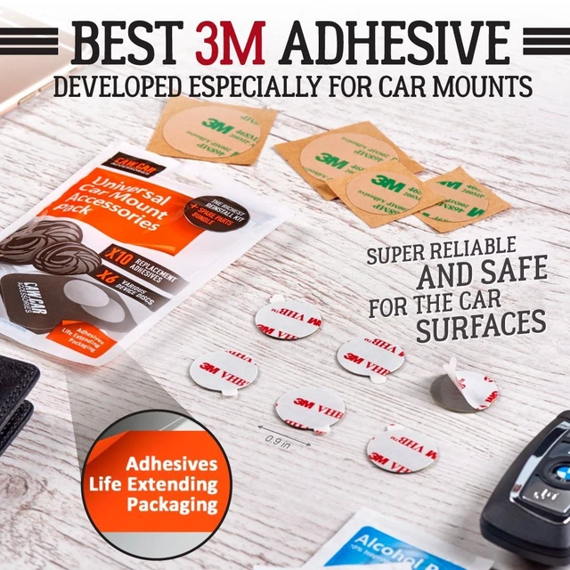 Alt view image 3 of 7 - The Richest Replacement Pack for Any Magnetic Car Mount - PopSocket Compatible Metal Phone Plates (Discs) and 3M Adhesive Stickers in Unique Adhesives Life Extending Packaging