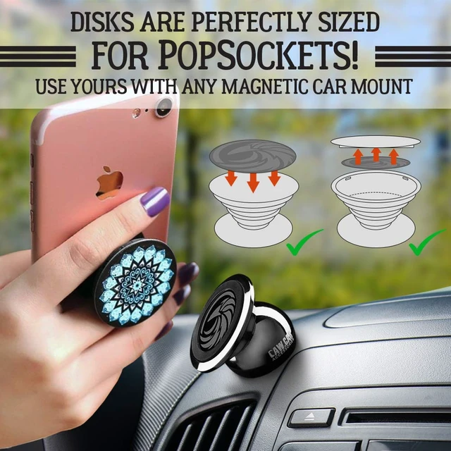 Alt view image 6 of 7 - The Richest Replacement Pack for Any Magnetic Car Mount - PopSocket Compatible Metal Phone Plates (Discs) and 3M Adhesive Stickers in Unique Adhesives Life Extending Packaging