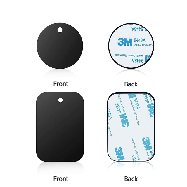 Alt view image 4 of 7 - Universal Metal Plates with 3M Adhesive for Magnetic Car Mounts | Use for Cell Phone, Tablet Holder, Cradle-Less and Air Vent Mount, 6 Rectangular, 6 Round, Black (Not a Magnet)