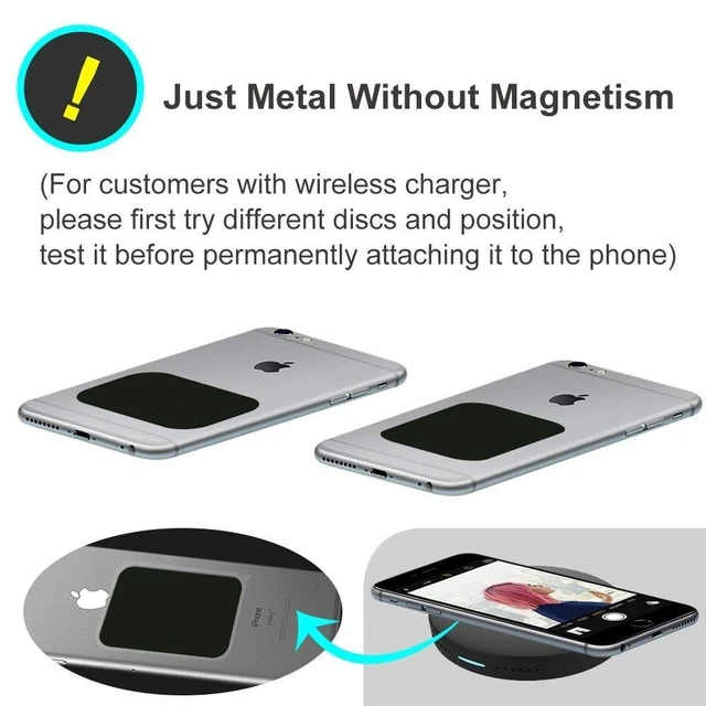 Alt view image 6 of 7 - Universal Metal Plates with 3M Adhesive for Magnetic Car Mounts | Use for Cell Phone, Tablet Holder, Cradle-Less and Air Vent Mount, 6 Rectangular, 6 Round, Black (Not a Magnet)