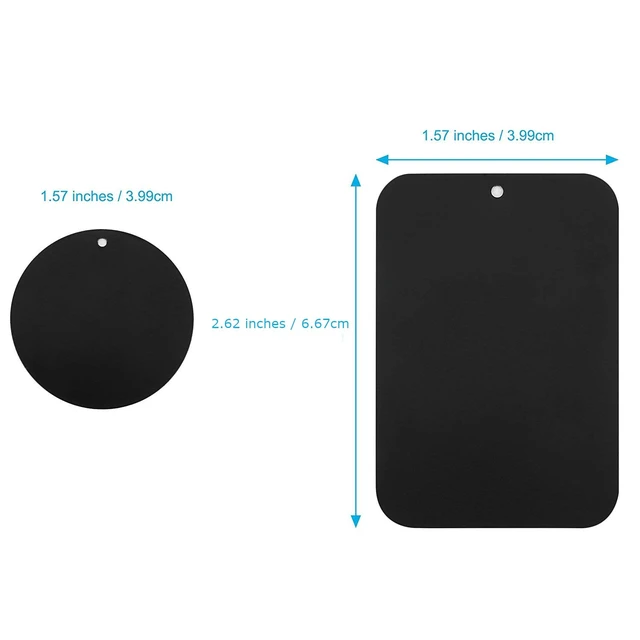 Alt view image 5 of 7 - Universal Metal Plates with 3M Adhesive for Magnetic Car Mounts | Use for Cell Phone, Tablet Holder, Cradle-Less and Air Vent Mount, 6 Rectangular, 6 Round, Black (Not a Magnet)