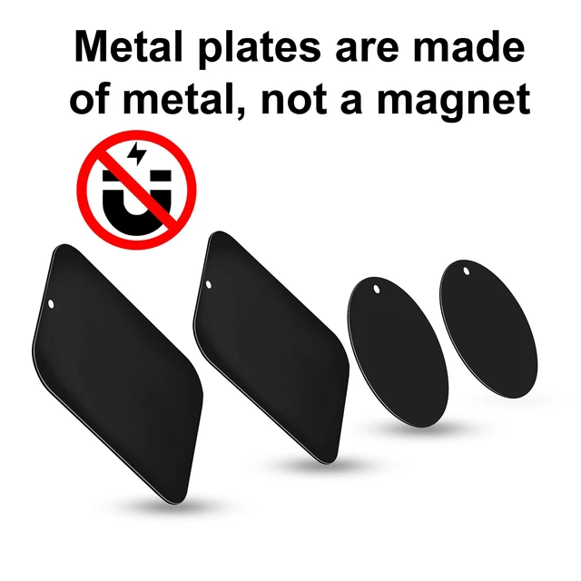 Alt view image 7 of 7 - Universal Metal Plates with 3M Adhesive for Magnetic Car Mounts | Use for Cell Phone, Tablet Holder, Cradle-Less and Air Vent Mount, 6 Rectangular, 6 Round, Black (Not a Magnet)