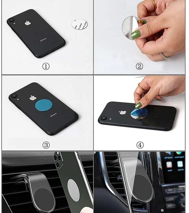 Alt view image 7 of 7 - Phone Metal Plates for Magnetic Car Mount,Metal Plates for Magnetic Phone Holders, Wall, Magnets. Ultra-Thin Steel Cell Phone Case Back Magnet Stickers with Adhesive (Silver,20 Pack)