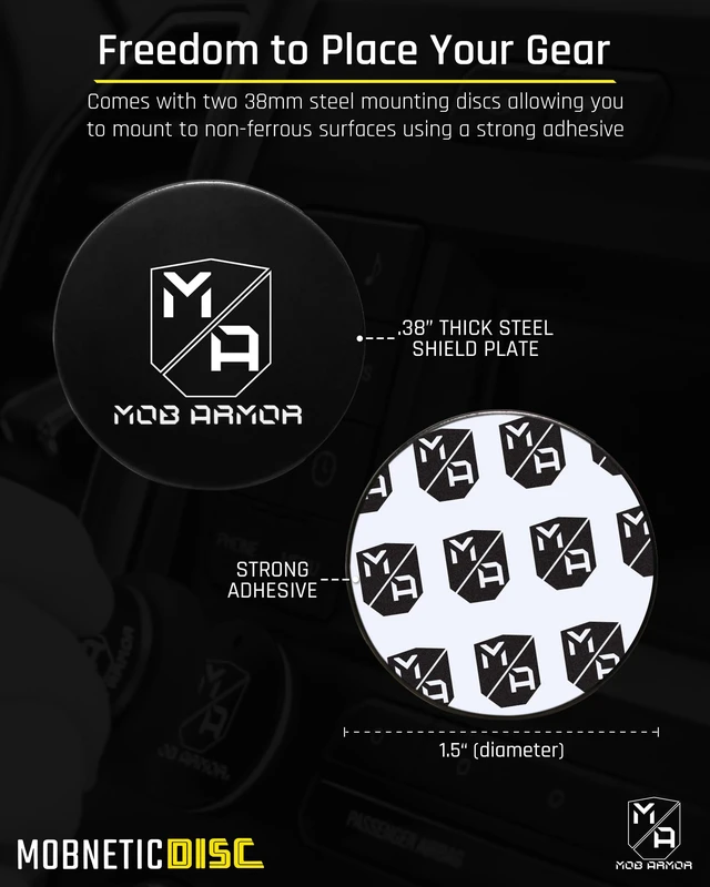 Alt view image 4 of 7 - Magnetic Phone Mount Plates, Black (2 Pack) | Strong Adhesive Steel Discs, For MobNetic Maxx & Mob Car Mounts, Compatible w/ Phone Magnet Plates, Vehicle Accessory