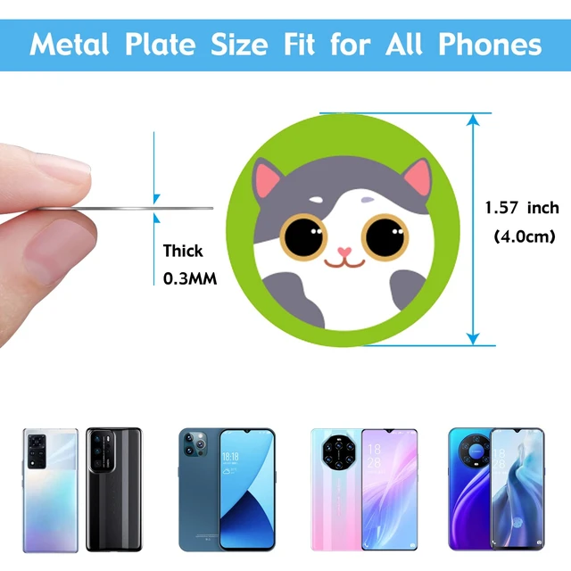Alt view image 2 of 4 - 9 Pieces Round Metal Plate Mount for Magnetic Cell Phone Car Mount, Universal Metal Disc Replacement Sticker for Phone GPS Magnet Holder Cradle Stand Cute Cat