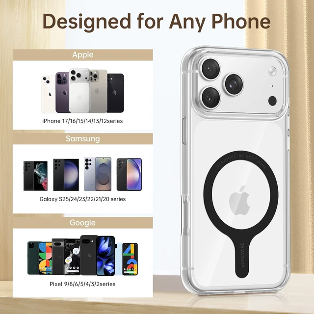 Alt view image 4 of 7 - for MagSafe Metal Ring Sticker Magnetic Accessories 3-Pack, Black | Compatible with MagSafe Ring, Wireless Charging, Universal Magnetic Ring Sticker for iPhone, Galaxy, Android Standard Cases