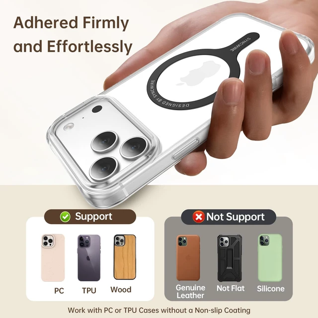 Alt view image 5 of 7 - for MagSafe Metal Ring Sticker Magnetic Accessories 3-Pack, Black | Compatible with MagSafe Ring, Wireless Charging, Universal Magnetic Ring Sticker for iPhone, Galaxy, Android Standard Cases