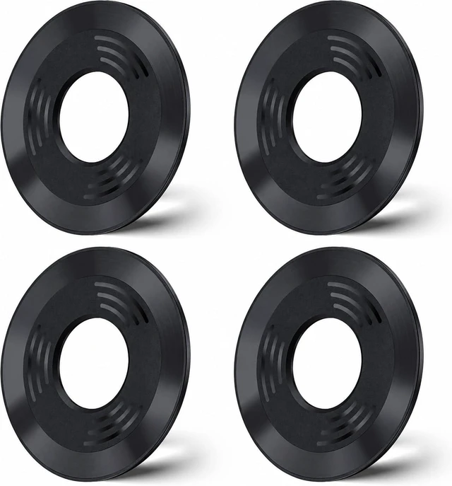 Main image of Adhesive Metal Ring for Phone Case Cover, Thin Sticker Compatible to Magsafe Metallic Plate for iPhone 14 13 12 Pro Max Mini Sticky Round Piece for Magnetic Grip Holder (4 Pack) (Black)