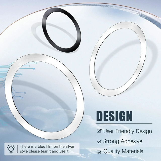 Alt view image 4 of 7 - Compatible with Magsafe Magnetic Rings 16 Pack Set - Mag Safe Metal Rings - Add Magsafe to Any Cell Phone Case - Black Round Magnet Sticker