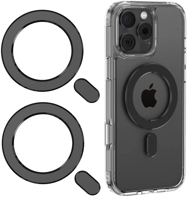 Main image of Universal MagSafe Ring, 2 PCS Magnet Sticker Magnetic Adapter Ring | Compatible with Magsafe Accessories & Wireless Charging for iPhone 18/17/16/15/14/13/12 Pro Max Air, Galaxy S26/S25, Black