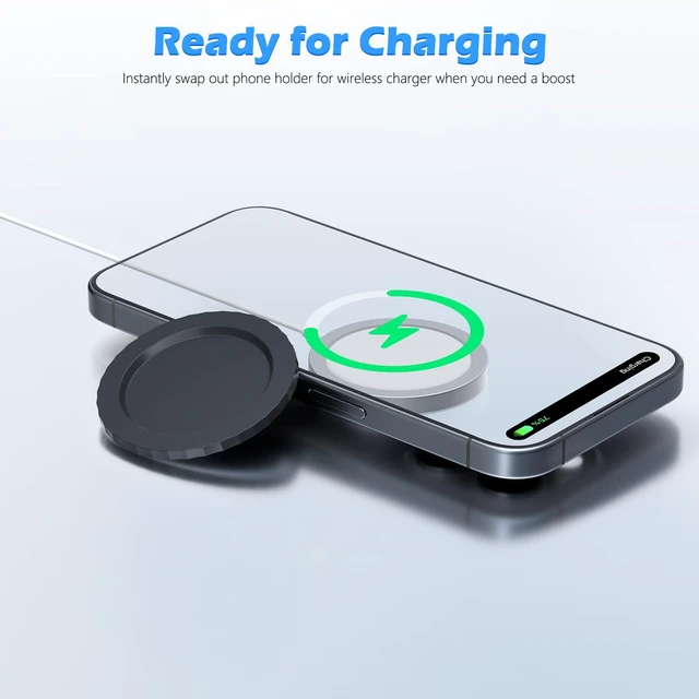 Alt view image 2 of 7 - Magnetic Base Compatible with PopSocket Phone Grips and MagSafe iPhone Series Case, Removable Kindle/Phone Holder Base, Thin & Light Portable Plate, Pure Black