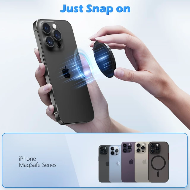 Alt view image 4 of 7 - Magnetic Base Compatible with PopSocket Phone Grips and MagSafe iPhone Series Case, Removable Kindle/Phone Holder Base, Thin & Light Portable Plate, Pure Black